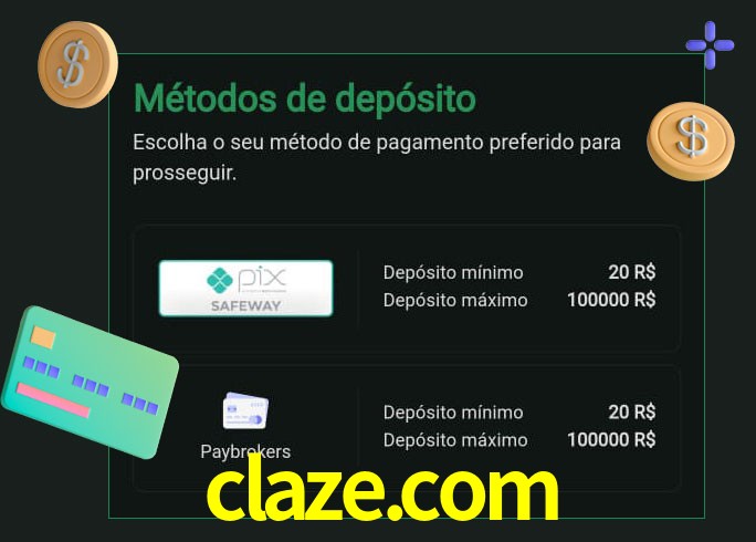 O cassino claze.com oferece uma grande variedade de métodos de pagamento